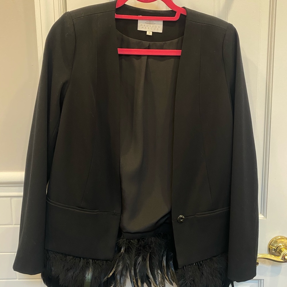 Madison Marcus black feather Blazer